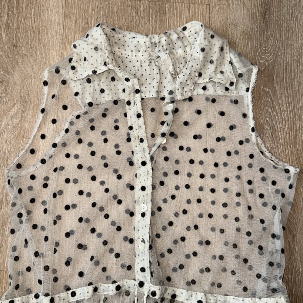 Free People • Flock Dot House Slip Sheer Layer Boho Size S Polka Dot - Picture 5 of 8